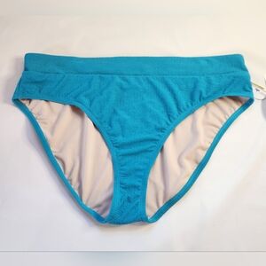NEW Mynah Women's Size XXL High Rise Banded Texture Bathing Suit Bottom Blue